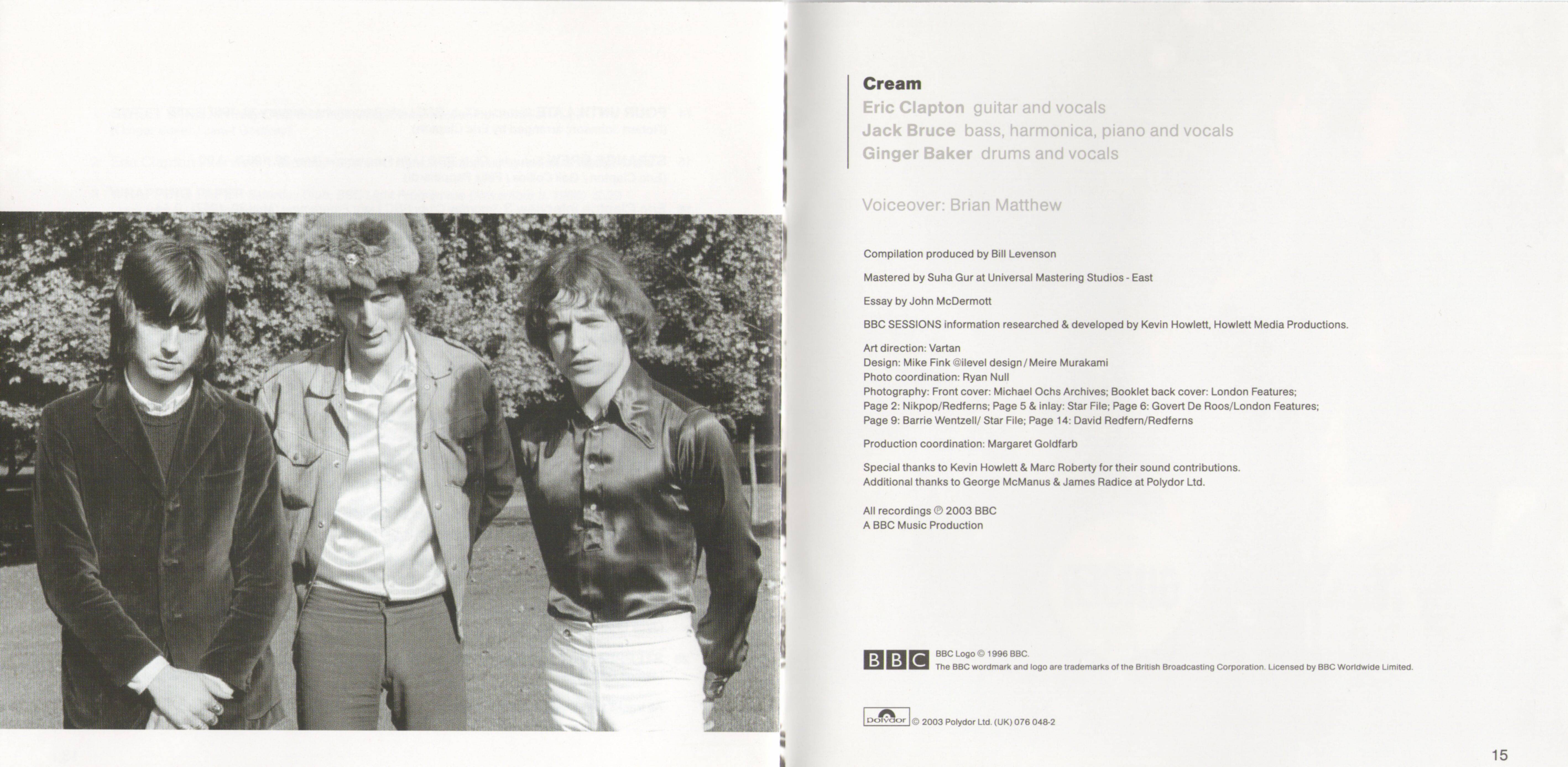 Cream BBC Sessions : Booklet 8